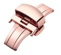 BINLUN Replacment Stainless Steel Push Button Buckle Deployment Butterfly Clasp for Leather Watch Bands Straps in Gold, Rose Gold, Silver, Black (12mm,14mm,16mm,18mm,20mm,22mm)（Rose Gold，12mm）