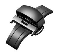 BINLUN Replacment Stainless Steel Push Button Butterfly Clasp Deployment Buckle for Leather Watch Bands Straps in Gold, Rose Gold, Silver, Black (12mm,14mm,16mm,18mm,20mm,22mm)（Black