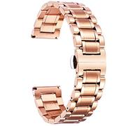 BINLUN Stainless Steel Watch Bands 12mm-24mm Replacement Smart Watch Straps with Straight&Curved Ends Universal fit for Samsung Galaxy Watch 6/5/4/3,Fit for Garmin Watch(Rose-Gold,22mm)