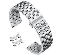 BINLUN Stainless Steel Watch Strap Replacement Metal Watch Band with Curved and Straight End 18mm 19mm 20mm 21mm 22mm 24mm Smart Watch Strap for Men Women in Silver, Gold, Black, Rose Gold, Two Toned