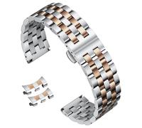 BINLUN Stainless Steel Watch Strap Replacement Metal Watch Band with Curved and Straight End 18mm 19mm 20mm 21mm 22mm 24mm Smart Watch Strap for Men Women in Silver, Gold, Black, Rose Gold, Two Toned