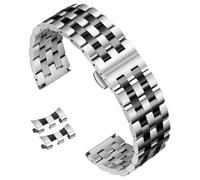BINLUN Stainless Steel Watch Strap Replacement Metal Watch Band with Curved and Straight End 18mm 19mm 20mm 21mm 22mm 24mm Smart Watch Strap for Men Women in Silver, Gold, Black, Rose Gold, Two Toned