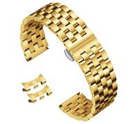 BINLUN Stainless Steel Watch Strap Replacement Metal Watch Band with Curved and Straight End 18mm 19mm 20mm 21mm 22mm 24mm Smart Watch Strap for Men Women in Silver, Gold, Black, Rose Gold, Two Toned