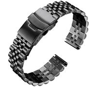 BINLUN Stainless Steel Watch Strap Replacement Metal Watch Bracelet 18mm 20mm 22mm 24mm 26mm Smart Watch Band for Men Women in Silver, Gold, Black, Rose Gold, Two Toned (22mm, Black)