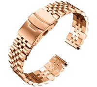 BINLUN Stainless Steel Watch Strap Replacement Metal Watch Bracelet 18mm 20mm 22mm 24mm 26mm Smart Watch Band for Men Women in Silver, Gold, Black, Rose Gold, Two Toned (26mm, Rose Gold)