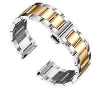 BINLUN Stainless Steel Watch Straps Thick Heavy Metal Watch Bracelets Polished Matte Brushed Finish Watch Bands Replacement for Men Women with Butterfly Clasp(Polished Silver and Gold, 22mm)