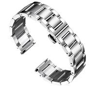 BINLUN Stainless Steel Watch Straps Thick Heavy Metal Watch Bracelets Polished Matte Brushed Finish Watch Bands Replacement for Men Women with Butterfly Clasp(Mid-Brushed Finish Silver, 24mm)