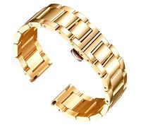 BINLUN Stainless Steel Watch Straps Thick Heavy Metal Watch Bracelets Polished Matte Brushed Finish Watch Bands Replacement for Men Women with Butterfly Clasp(Polished Gold, 16mm)