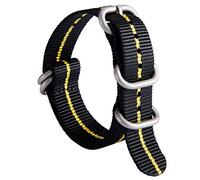BINLUN Watch Strap Thick G10 Premium Ballistic Nylon Replacement Multicolor Watch Bands for Men Women with Military Heavy Duty 5 Rings Stainless Steel Buckle(Black-Yellow-X Band Silver Buckle,18mm)