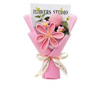 Binmiza Handmade Crochet Tulip Bouquet, Forever Preserved Artificial Knitted Fake Pink Tulip Flowers, Ideal Crochet Gifts for Women for Mother’s Day, Birthday, Wedding, Anniversary & Graduation Decor
