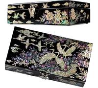 BinNADA Mother of Pearl Bird Jewelry Box Case Perfect Jewelry Organizer and Storage Vintage Wood Jewelry Box Holder for Women Earring storage bangle organizer