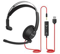 BINNUNE USB Headsets with Microphone for PC Laptop Computer Headphone for Business Skype Call Center Office Work