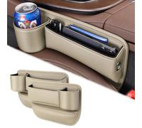 BINNXC 2Pcs Car Seat Gap Organiser for MINI Clubman F54 (4door) 2.Generation, PU Leather Car Console Side Storage Box with Cable Hole,B-Beige