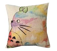 BINNY Beige Back Cotton Line 45*45CM Square Hand Painted Colorful Lovely Totoro Chinchilla Cushion Cover Home Decor Pillow Case Rabbit