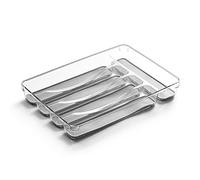 BINO 5-Slot Silverware Organizer for Drawer | Plastic Utensil Organizer for Kitchen Drawers | Silverware Tray for Drawer Organization | Utensil Kitchen Drawer Organizer w/Grip Lining (Light Grey)