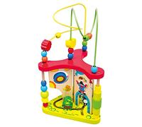 Bino 84202 - Wire Bead Maze for Toddlers. A Colourful Wire Bead Roller Coaster On a Wooden Base with Wooden Animals, Perfect for Practicing Fine Motor Skills. Size 20.5x36.5×20.5 cm