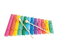 Bino 86554 Wooden Rainbow Xylophone with 12 Tones and 2 Playing Clappers. Musical Instrument Toy for Children from 36 Months. Size Approx 33x22x4 cm, Multicolour