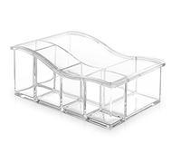 BINO 'B Squared' 6 Compartment Jewelry and Makeup Organizer, Clear and Transparent Cosmetic Beauty Vanity Holder Storage, Clear