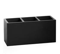 BINO Multi Purpose 3 Compartment Organizer - Makeup Container Organizers - Compartment Organizer for Makeup Brushes, Home and Office Supplies - Matte Black