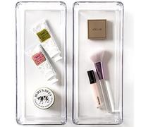 BINO Multi-Purpose Oblong Plastic Drawer Organizer - 2 Pack, Clear - Plastic Storage Organizer for Home, Kitchen, Bath, Bedroom, and Office