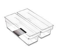 BINO | Plastic Storage Bins, Small - Shallow | THE HANDLER COLLECTION | Multipurpose Organizer Bins | Kitchen Pantry Organizers and Storage | Clear Containers for Organizing Home | Freezer Organizer