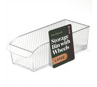 BINO | Plastic Storage Bins with Wheels, Large | THE ROLLER COLLECTION | Clear Storage Bins for Organization | Clear Containers for Pantry | Fridge & Freezer Organizer Bin Cabinet & Pantry Organizers