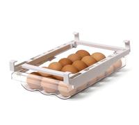 BINO | Pull-out Egg Holder Organizer | THE HANGER COLLECTION | Fridge Egg Drawer Organizer | Clear Egg Holder Tray for Refrigerator and Pantry | 18 Eggs Shelf Holder Storage Drawer