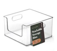 BINO | Stackable Plastic Storage Bins, Open-Front - Clear | THE CLARUS COLLECTION | Pantry Organizers and Storage Containers | Fridge Organizer Bins | Kitchen Cabinet Organizer | Medicine Cabinet Bin