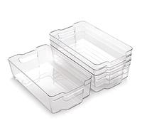 BINO | Stackable Storage Bins, X-Large - 4 Pack | THE STACKER COLLECTION | Clear Plastic Storage Bins | Organization Containers for Pantry & Fridge | Multi-Use Organizer Bin | BPA-Free
