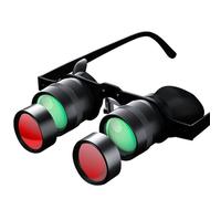 Binocular Glasses, 10x HD Adjustable Focus Opera Glasses with Red Polarizing Clip, Hands-Free Wearable Theater Binoculars for Fishing, Sight Seeing, Bird Watching, Concerts