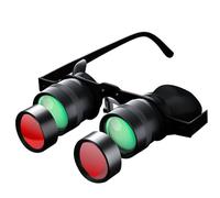 Binocular Glasses, 10x HD Adjustable Focus Opera Glasses with Red Polarizing Clip, Hands-Free Wearable Theater Binoculars for Fishing, Sight Seeing, Bird Watching, Concerts