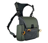 Binocular Harness Chest Pack with Rangefinder Pouch & Rain Cover Adjustable Large Capacity Bino Case for Hiking (Green)