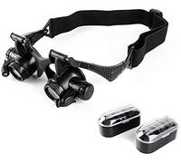 Binocular Magnifying Headset 10X 15X 20X 25X with LED Light for Watch Instrument Repair - Multi Eyepiece Switch Magnifier