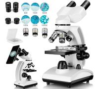 Binocular Microscopy (40X-1000X) Double Layer Mechanical Stage, Mobile Phone Holder for Laboratory Use for Adults, Teenagers, College Students