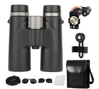 Binoculars, Binoculars 12x42 Adults High Magnification Binocular, Waterproof & Portable, for Birdwatching, Traveling, Stargazing, Hunting, Wider View, Smart Focus (Black)