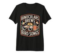 Binoculars Brews & Bird Songs Birdwatching Coffee Lover Premium T-Shirt