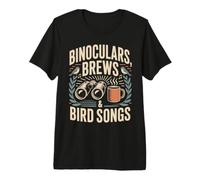 Binoculars Brews Bird Songs Birdwatching Coffee Retro Premium T-Shirt