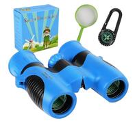 Binoculars for Kids, 8×21 Binoculars, Set with Magnifying Glass and Compass, for Boys and Girls from 3 to 12 Years (B)