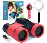 Binoculars for Kids, Kids Binoculars toys for 3 4 5 6 7 8 Years Boys and Girls, Set with Magnifying Glass & Compass - Birthday Gifts Outdoor Toy for Kid Ages 3-8 Toddler Camping (Rose Red)