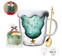 Binoster Cute Mugs Christmas Coffee Mug, Tea Cup, Milk Cup Glasses Double Wall Insulated Glasses Espresso Cup for Women,Men,Kid, Office and Personal