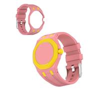 Binovaren Bumper Case Band Compatible with Swatch Royal Pop Watch, 2-in-1 Shockproof Protective Frame + Silicone Sport Strap, Convert Your Pocket Watch to Wristband (Pink+Yellow,at Three O'Clock)
