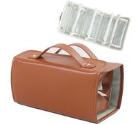 Binozinco Cosmetic Bag, Leather Waterproof Cosmetic Bagc, Hanging Roll-Up Makeup Bag Large Capacity Travel Wash Bag, Detachable Large Capacity Makeup Bag. (Brown)