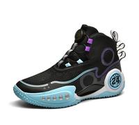 BINQER Men's Basketball Shoes for Outdoor Sports Training with Ankle Support and Anti Slip Cushioning(Black,9 UK)