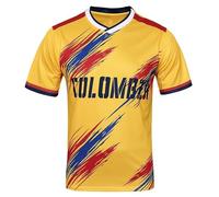 BINQER Men's Football Jersey Europe/America Cup Football T-shirt Sweatshirt Fans Football Half Sleeves(Color:Colombia,Size:XL)