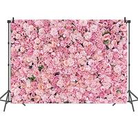BINQOO 7x5ft Floral Birthday Backdrop Pink Flowers Photo Background Pink Floral Girl's Wedding Birthday Party Decoration Banner Photobooth Studio Props