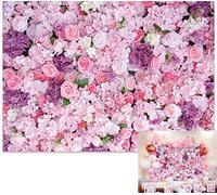 BINQOO 7x5ft Lilac Flowers Backdrop Pink Rose Floral Wall Photography Background for Girls Birthday Flower Wedding Party Decoration Supplies Photo Props