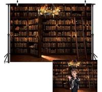 BINQOO 7x5FT Mysterious Wizard Library Backdrop Halloween Magic Book Secret Bookshelf door Background Magician's Place Party Banner Photo Backdrop