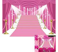 BINQOO 7x5ft Pink Carpet Backdrop Pink Large Carpet Film Stars Curtain Party Photography Background Girl Lady Lets Go Party Dress-up Studio Prop