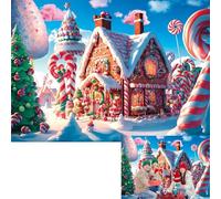 BINQOO Christmas Candy Town Backdrop Cartoon Gingerbread House Lollipop Xmas Tree Background Candy World Sweet Xmas Child Winter Holiday Photo Booth Banner 6x4FT