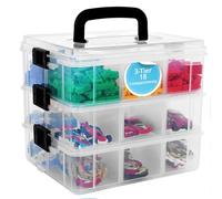 Bins & Things Stackable Storage Container with 18 Adjustable Compartments - Clear - Craft Storage/Craft Organizers and Storage - Bead Organizer Box/Art Supply Organizer